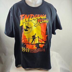 Indiana Jones T Shirt Men 3XL Black Worldwide Expeditions 1969 Graphic Tee Movie